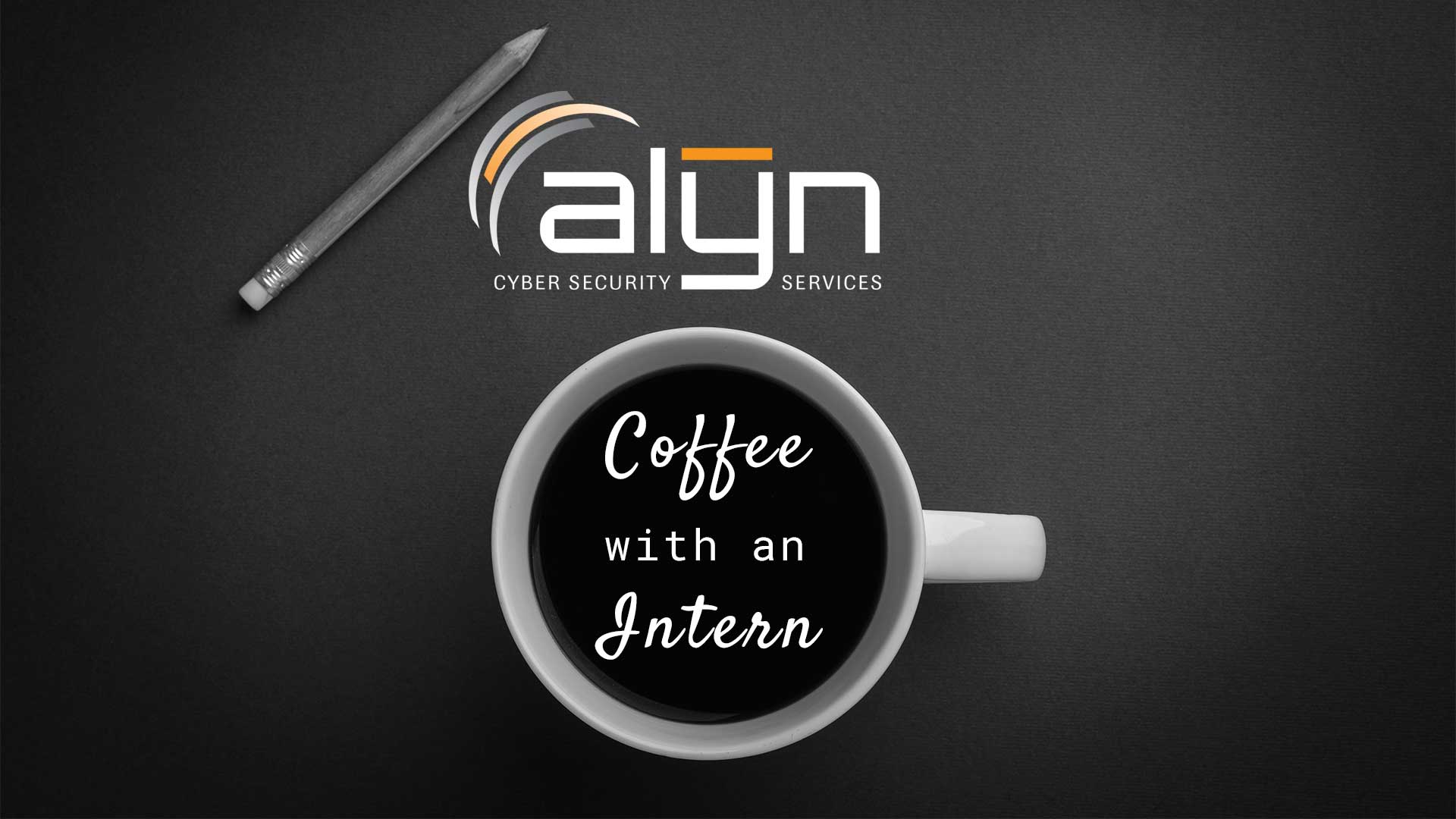 coffee cup with a pen and alyn inc logo