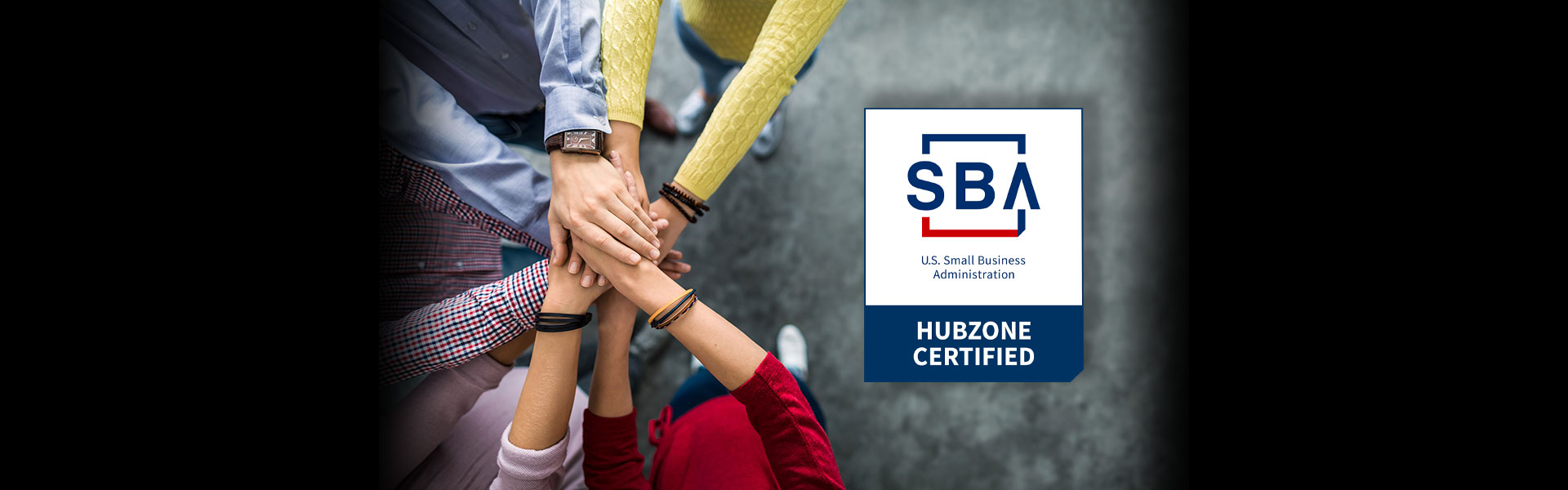 picture of hands representing teamwork with HUBZone logo